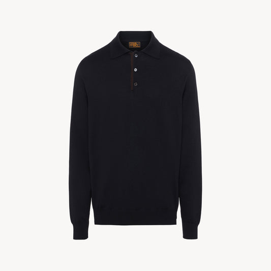 Black Cotton Silk Polo