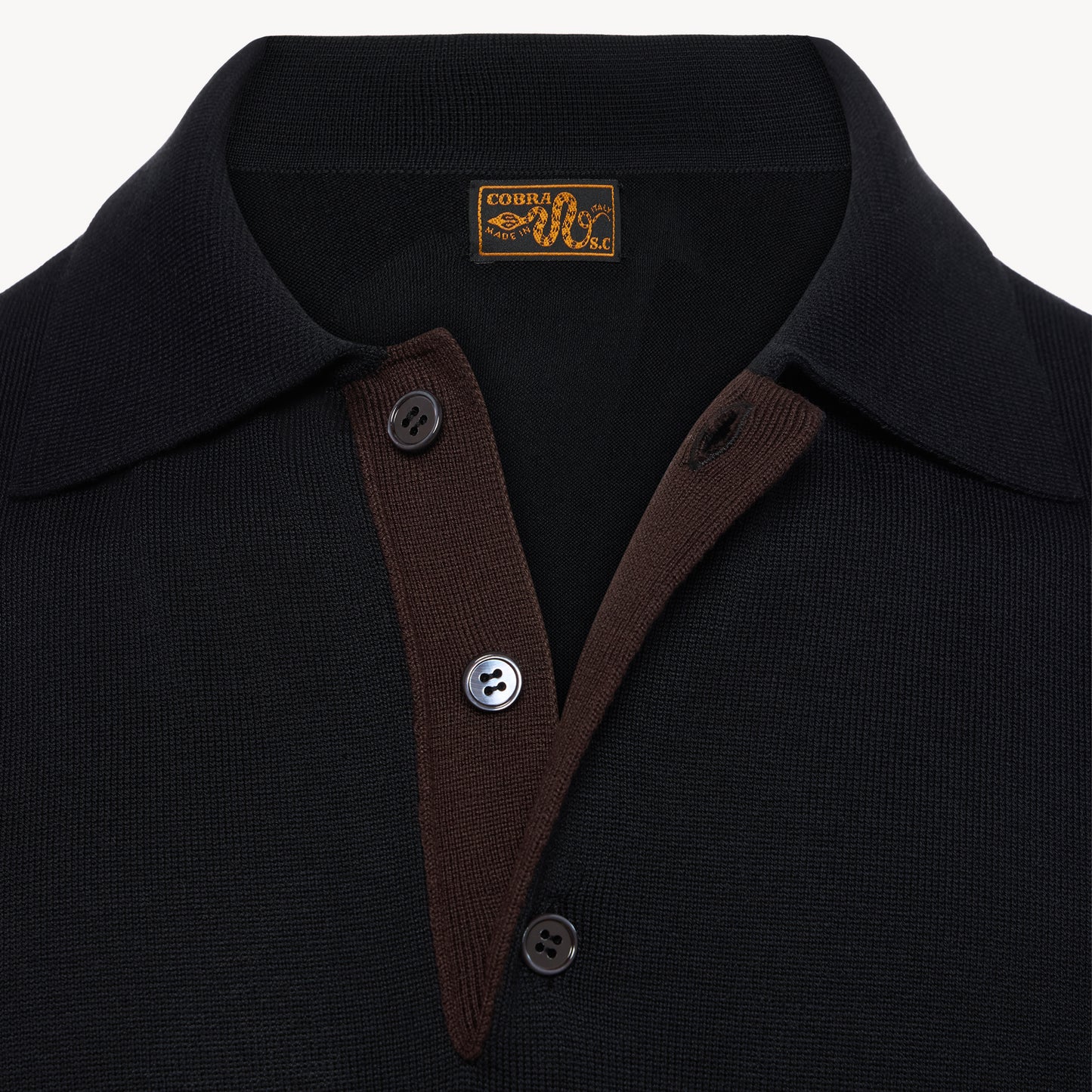 Black Cotton Silk Polo