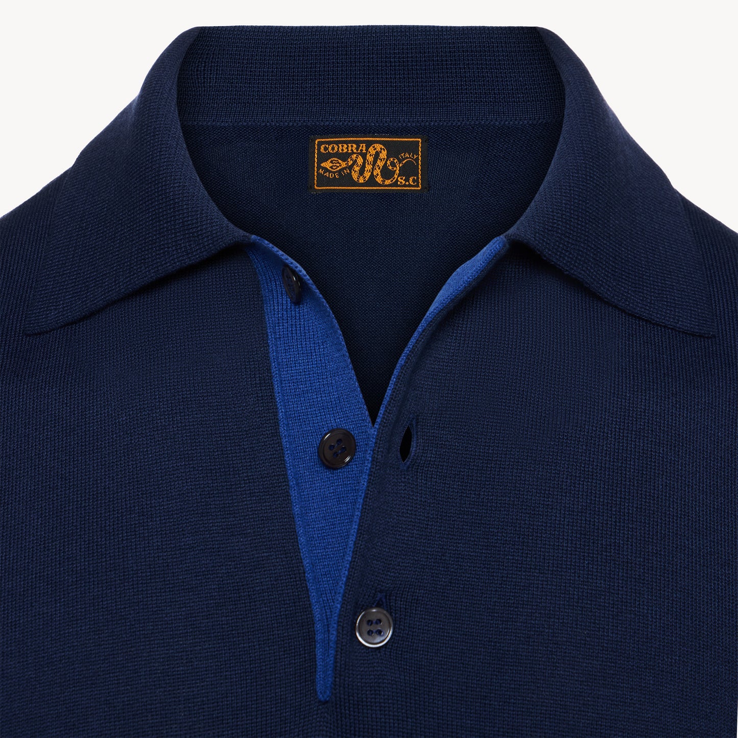 Blue Cotton Silk Polo