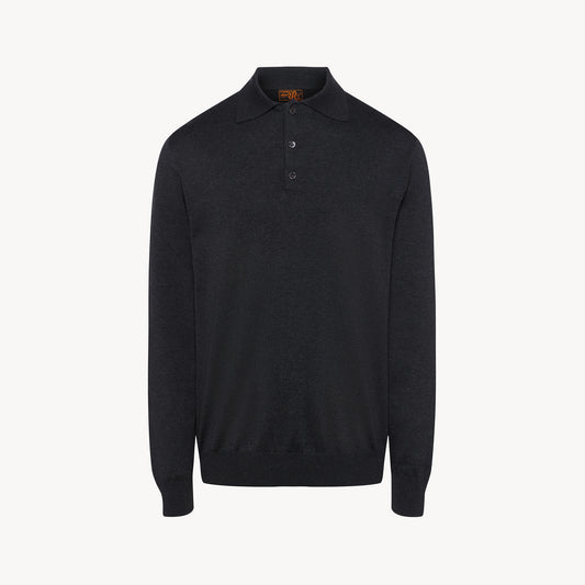 Charcoal Cotton Silk Polo